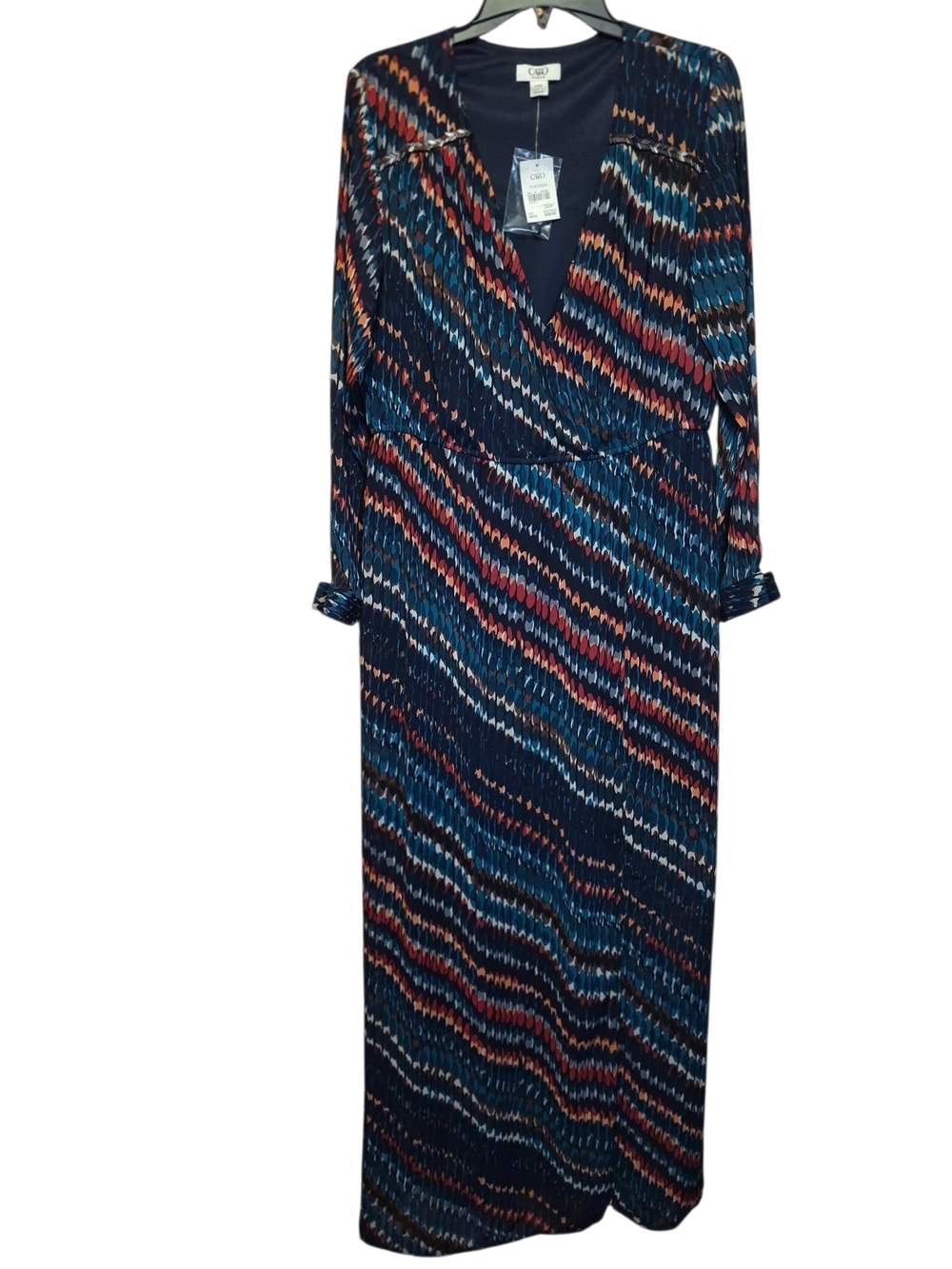 Cato Navy Multi-Color Wrap Maxi Dress